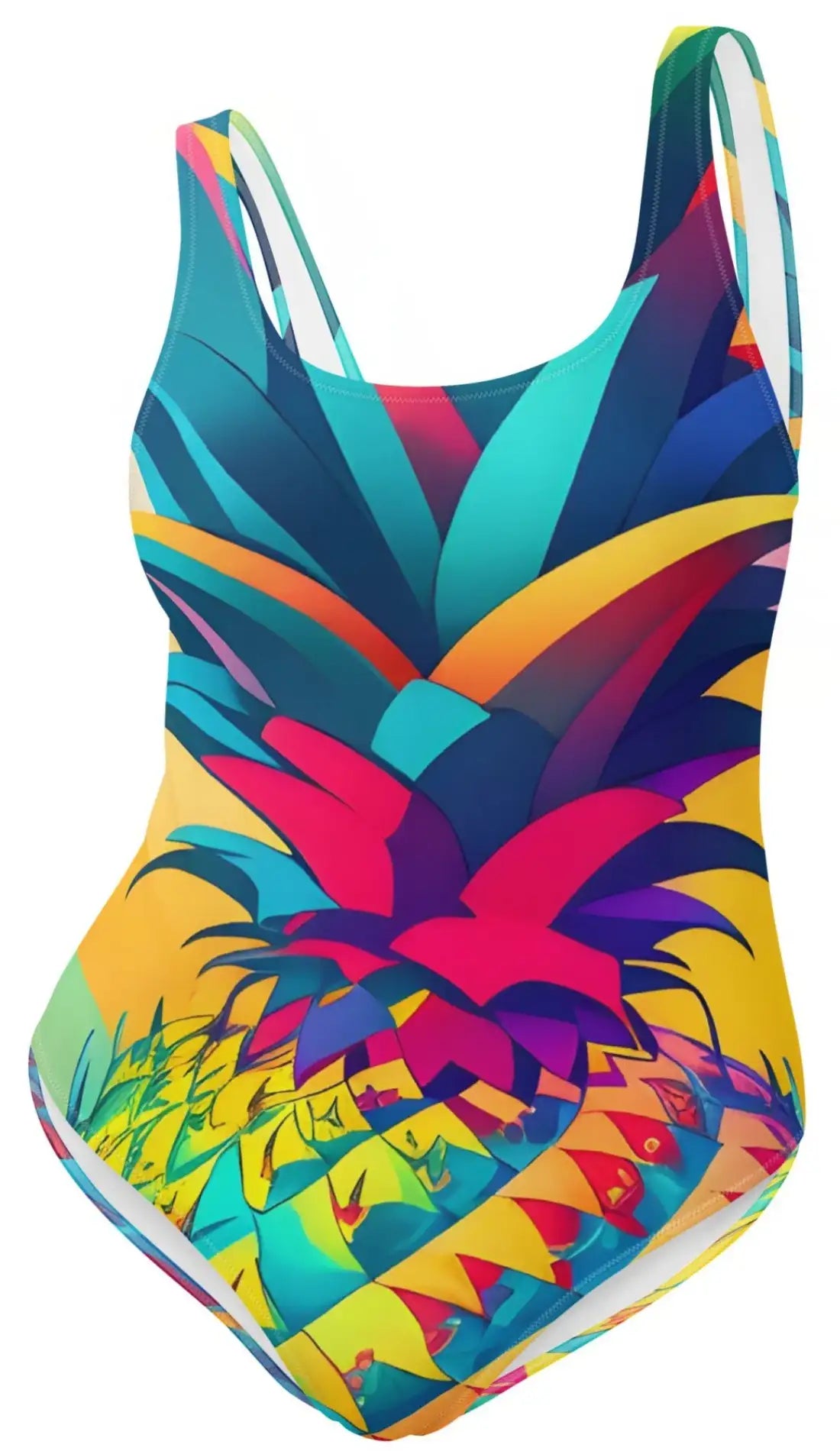 Geometric Pineapple: Vibrant Abstract One-Piece Swimsuit