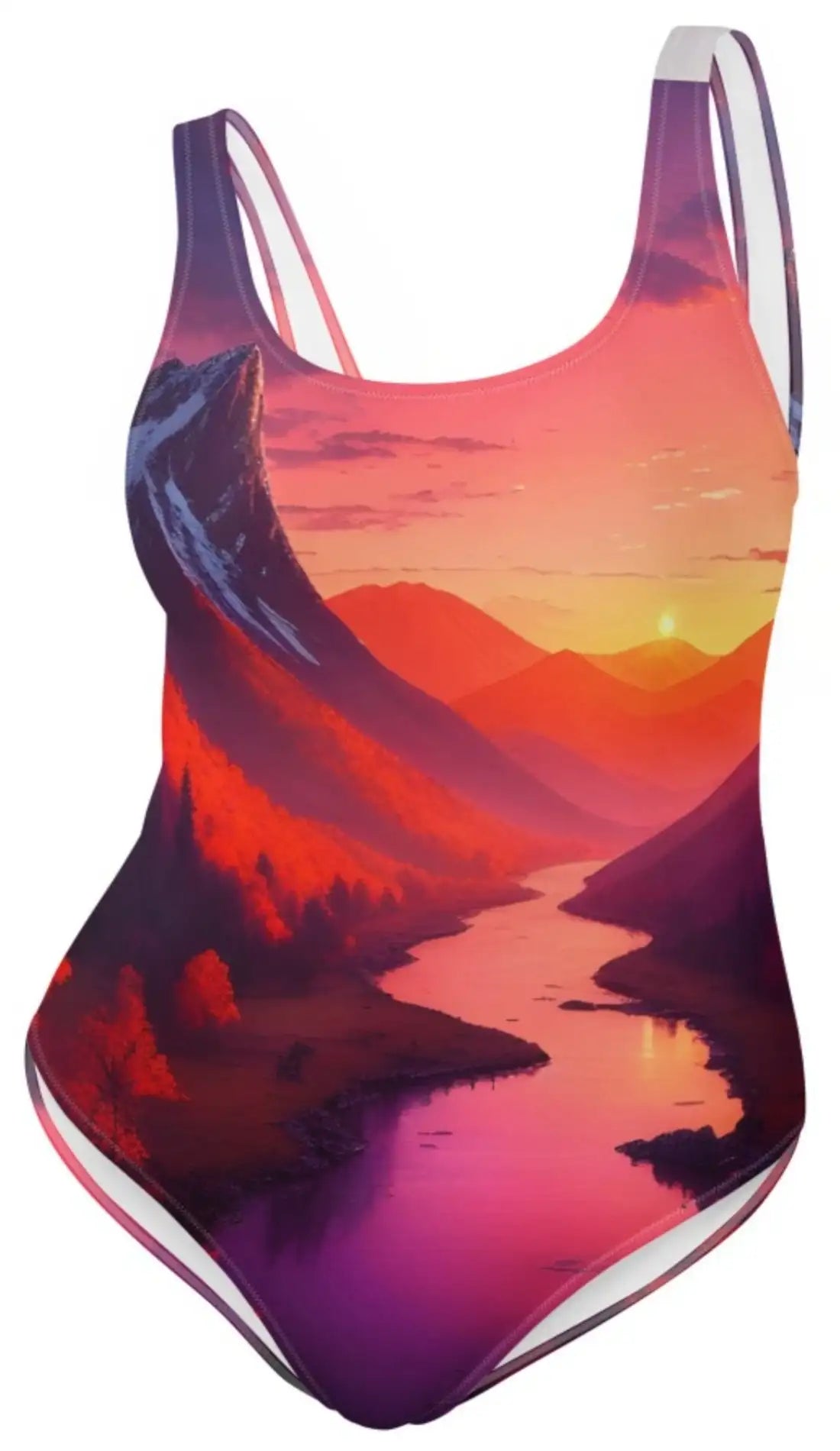 Sundrenched Splendor: Scenic One-Piece Swimsuit