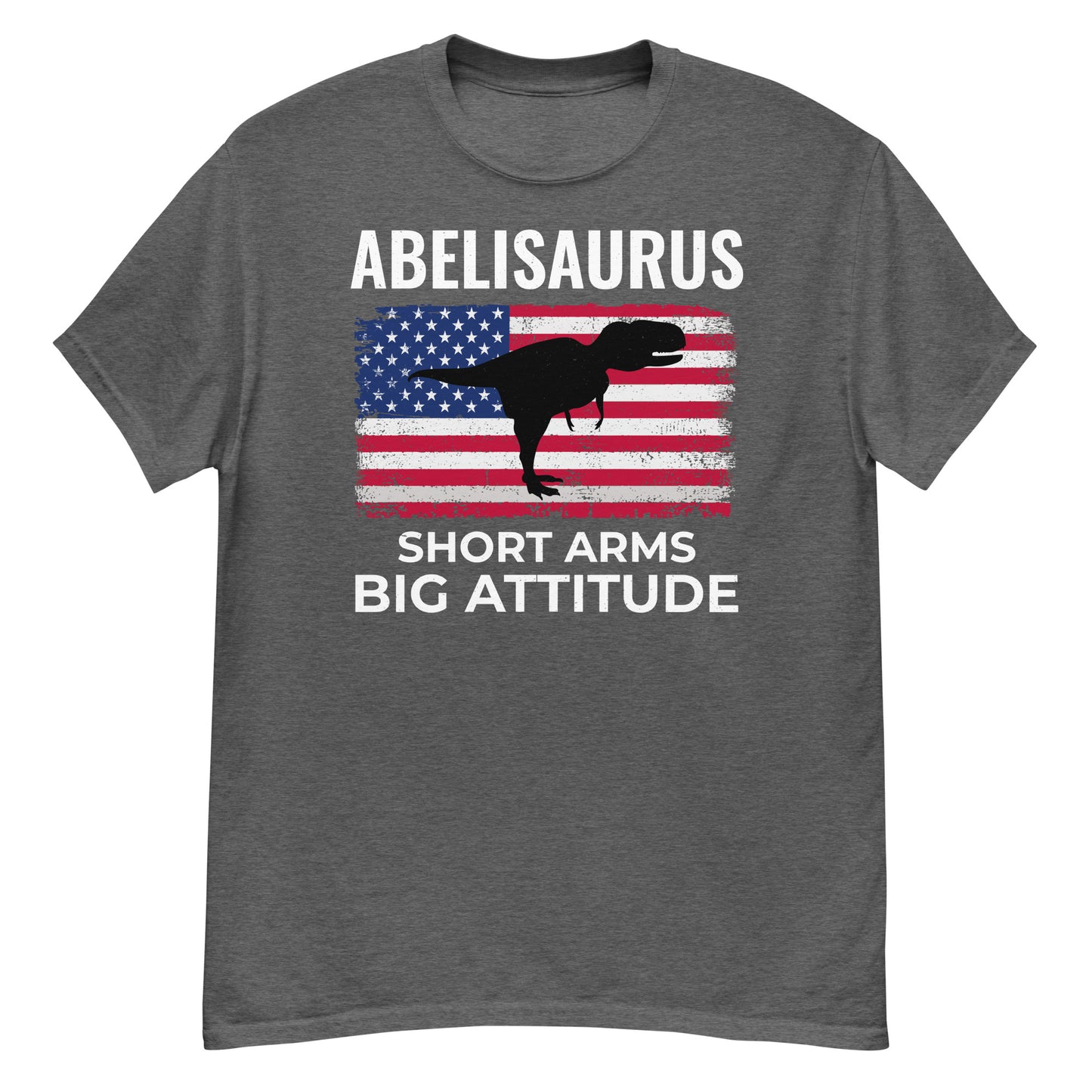 Abelisaurus: Short Arms, Big Attitude American Flag Dinosaur T-Shirt