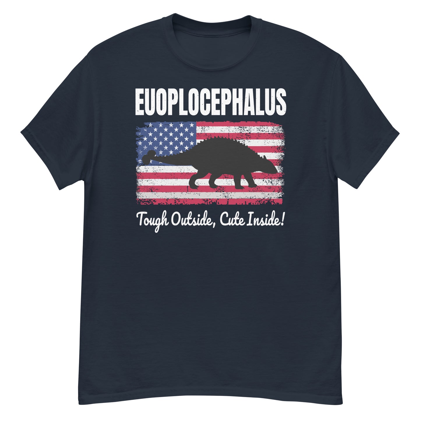 Euoplocephalus American Flag Dinosaur T-Shirt: Tough Outside, Cute Inside!