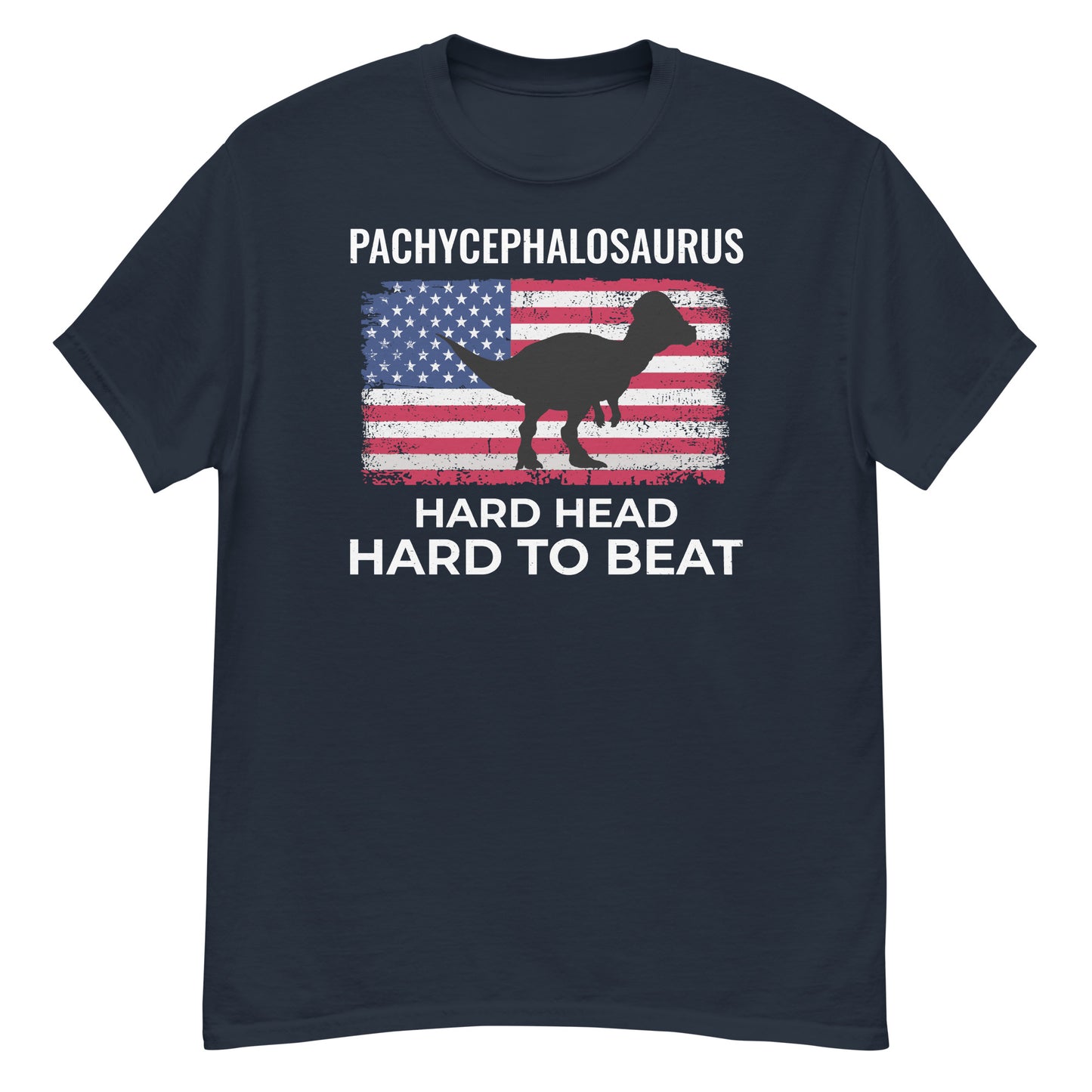 Pachycephalosaurus American Flag Dinosaur T-Shirt: Hard Head, Hard to Beat