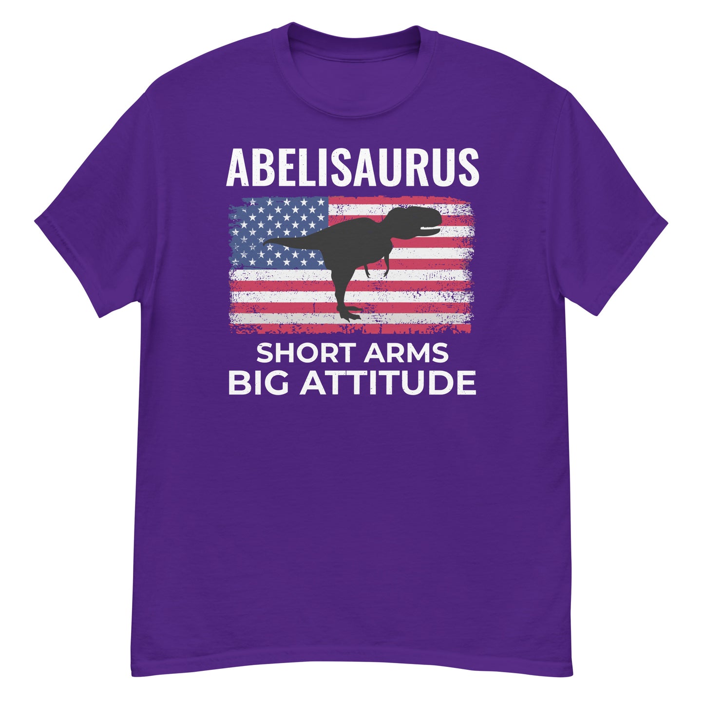 Abelisaurus: Short Arms, Big Attitude American Flag Dinosaur T-Shirt