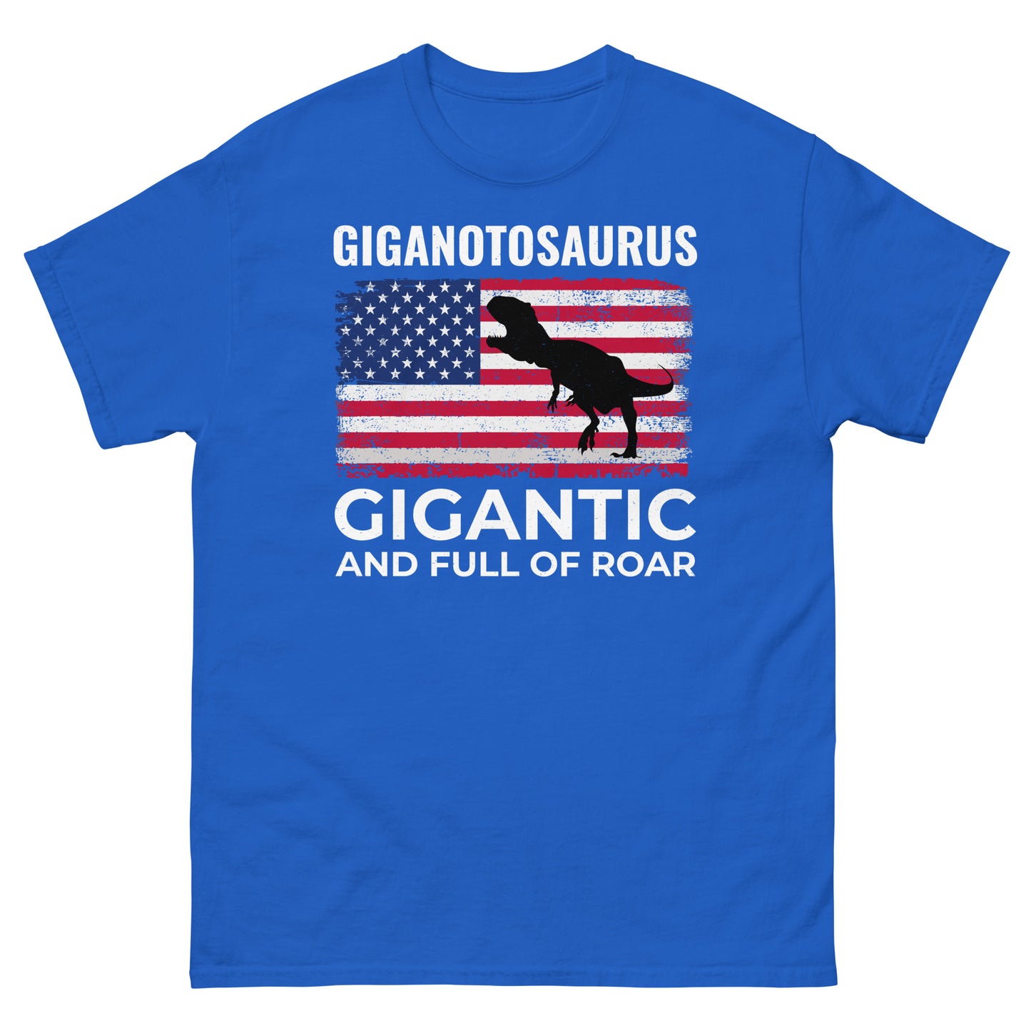 American Flag Dinosaur T-Shirt: Giganotosaurus - Gigantic and Full of Roar